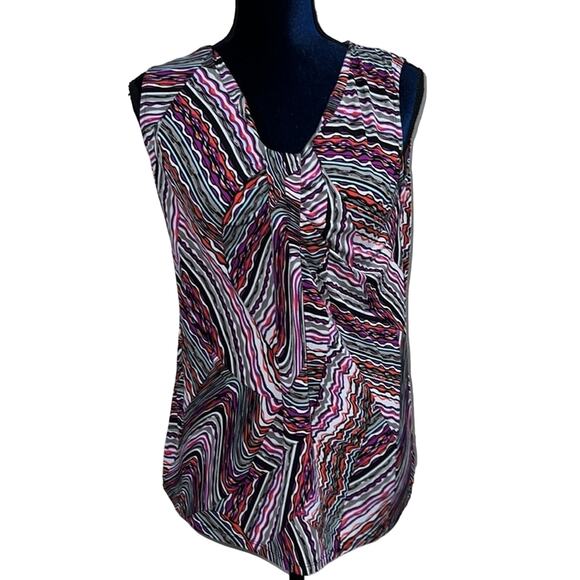 Kasper Sleeveless Top Multi Color Small flattering fit pretty colors - Picture 1 of 11